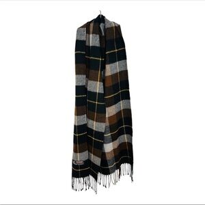 Cashmere Blend Scarf, Unisex Plaid in Black, Brown, and Gray, Italian Design, OS